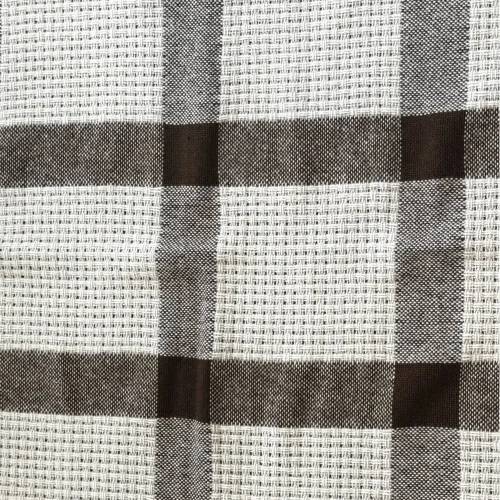 FARIBO Brown and Cream Plaid Throw Blanket EUC